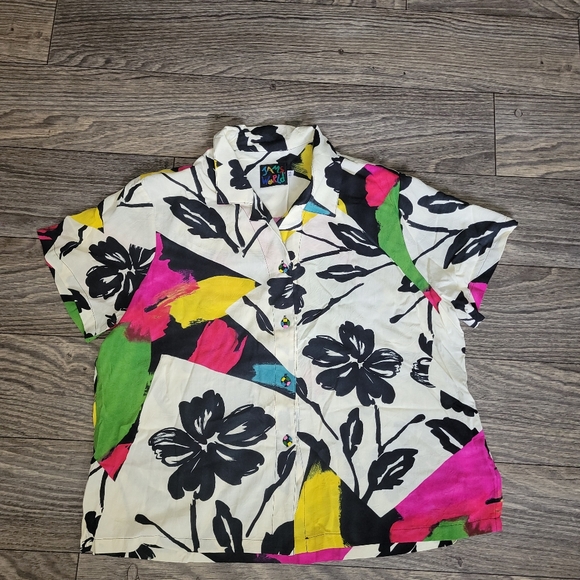 JAMS WORLD VINTAGE SIZE XLFloral Print Short Sleeve Shirt Like New - Picture 8 of 9